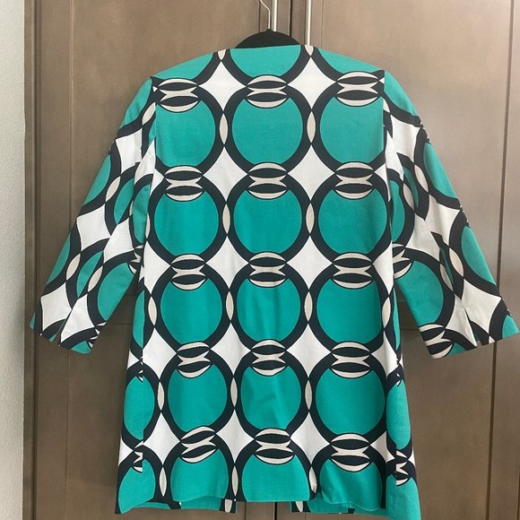 TRIBAL RETRO STYLE COAT GREEN BLACK & WHITE SIZE 8 - Picture 9 of 15